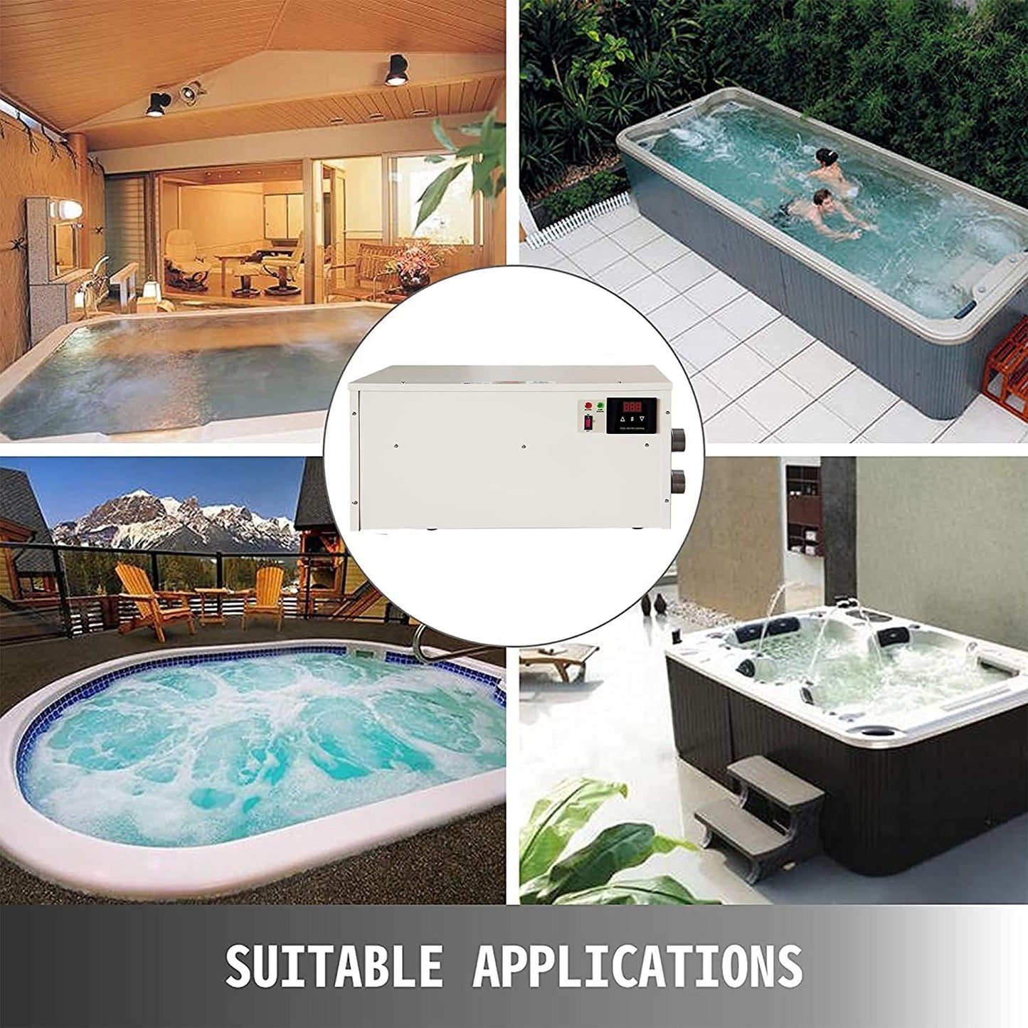 AYCHLG 85000Btu/Hr Up to 20000 Gallons Swimming Pool Heater Thermostat for Swimming Pools, SPA Pools,Bathtubs,In-Ground Pools and Spas Above Ground Inground Pool,Needs Electrician GFCI
