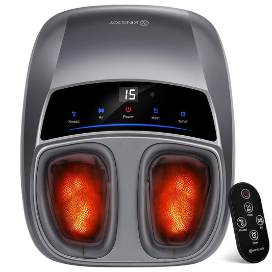 KINGJOY Foot Massager with Heat for Neuropathy, [2026 Upgraded], Deep Kneading Shiatsu Foot Massager for Plantar Fasciitis, Fits Up to Men Size 14, Gifts for Women Mom Men Dad Seniors