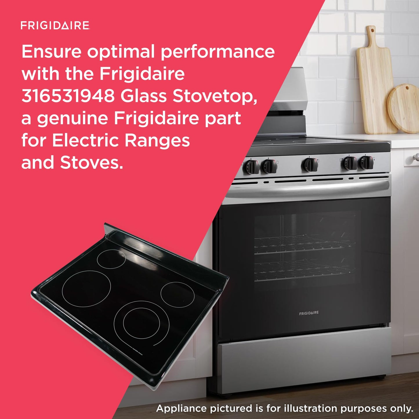 Frigidaire 316531948 Glass Stovetop for Electric Ranges and Stoves, Black