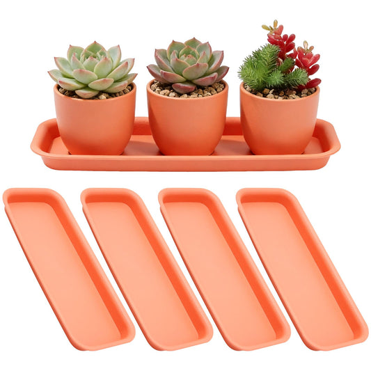 Saihisday 5Pcs Rectangular Plant Tray Terracotta Rectangular Plant Saucer, Plastic Plant Tray Saucer, Rectangular Saucer Pans, Planter Tray Indoors Outdoors Bonsai Pot Service Plate 12 x 5 x 1inch