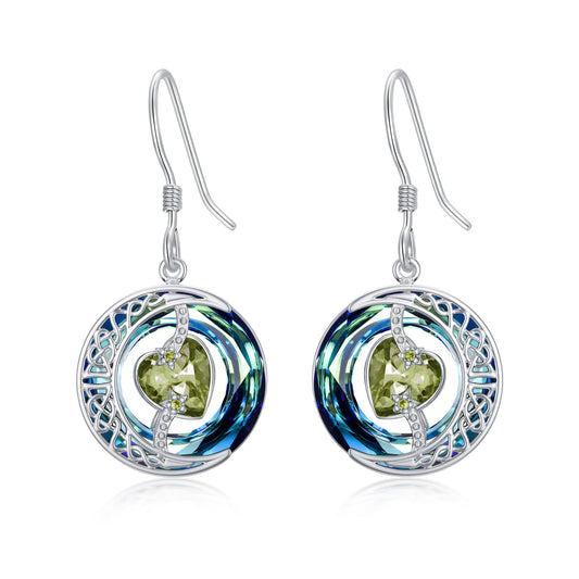 TOUPOP Peridot Earrings August Birthstone Earrings Sterling Silver Moon and Star Drop Dangle Earring Jewelry Blue Crystal Birthday Mothers Day Gifts for Women Mom Her