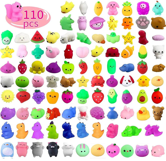 110 Pcs Mochi Squishy Toys, Mochi Squishy Toys for Kids Party Favors, Mini Kawaii Squishy Fidget Toys for Easter Basket Stuffers Egg Fillers Birthday Classroom Prize Pinata Christmas Stocking