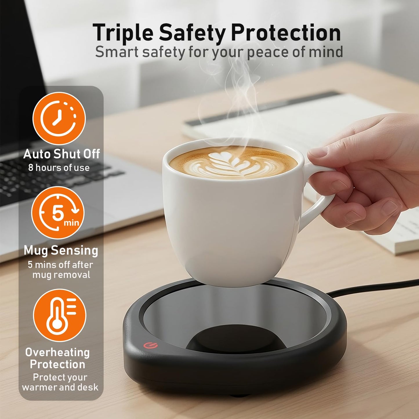 Oracer Coffee Mug Warmer, Cup Warmer for Desk with Auto Shut Off Smart Temperature Settings, Electric Beverage Tea Water Milk Heater for All Cups and Mugs, Heating Plate Candle Wax Warmer