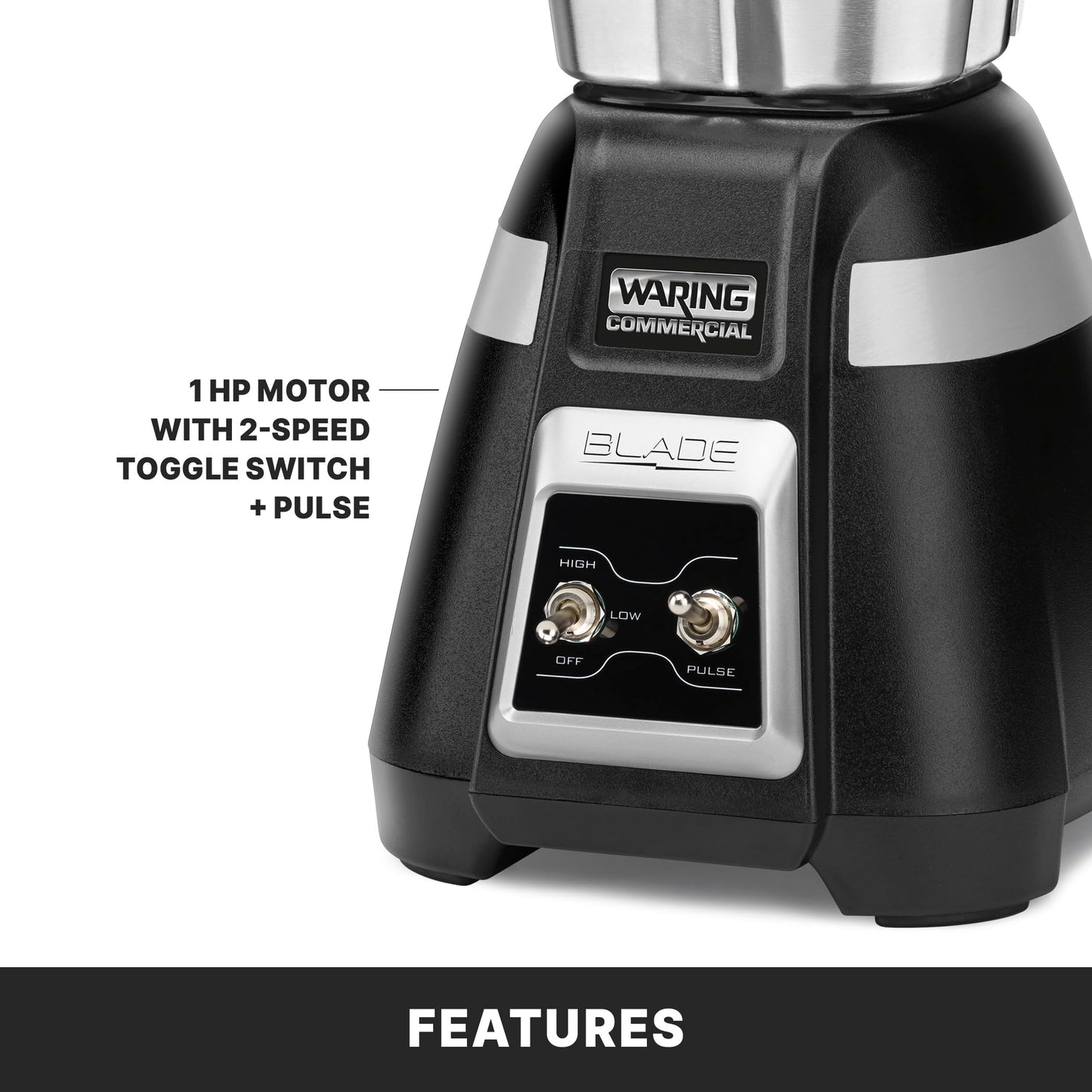 Waring Commercial BB300S 1-Hp bar Blender, Black 48 oz