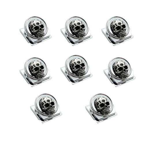 vinsiora Skull Magnetic Clips for Fridge, Set of 8 Metal Refrigerator Memo Holders, Strong Photo & Bag Clips for Kitchen Office Locker, Gothic Skull Fridge Magnets