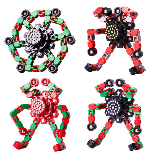 Gokeey Christmas Fidget Toys Transformable Fidget Spinners for Kids and Adults, Stress Relief Sensory Toys for Boys and Girls Fingertip Gyros for ADHD Autism for Kids Birthday Gifts