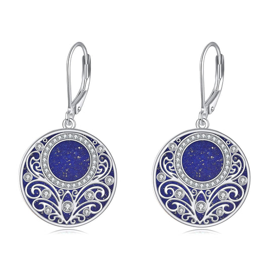 Lapis Lazuli Earrings Sterling Silver Filigree Drop Earrings Blue Lapis Dangle Earrings Jewelry Gifts For Women