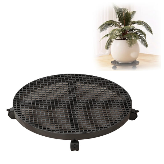 VelvetWing Metal Plant Caddy with Wheels,Heavy Duty Round Plant Stand Outdoor Indoor,Rolling Plant Stand,Plants Rollers,Flower Pot Dolly Holder Black 12 Inch