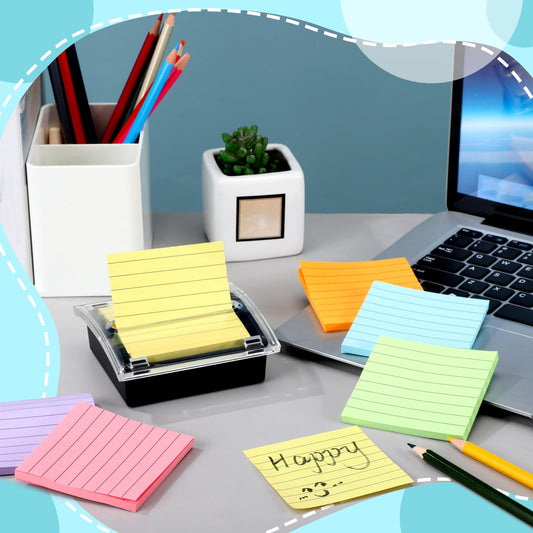 14 Pop up Sticky Note with 2 Pack Pop up Notes Dispenser Black Base Clear Top Sticky Note Holder Memo Pads Blank Adhesive Notes 3x3 Refills for Back to School Office Supplies, Assorted Colors