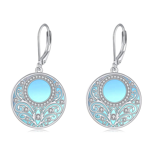Moonstone Earrings Gifts Sterling Silver Filigree Endless Circle Moonstone Drop Earrings Jewelry Gifts For Women