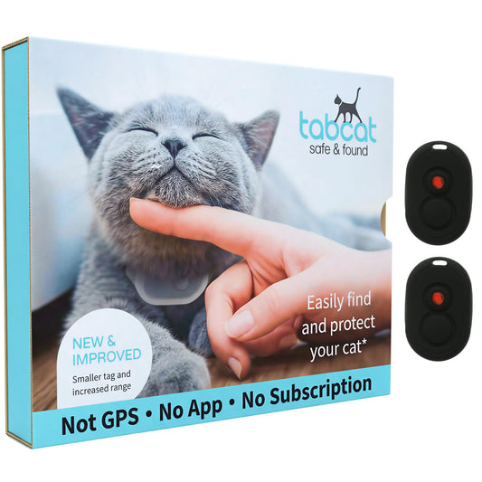 Tabcat V2 Cat & Kitten Tracker - No Monthly Subscription Fee | 2 Lightweight Homing Tags, Cases & Tracking Handset | More Accurate Than GPS | Track 2 Cats Indoors & Outdoors to 1" & 500 ft Range