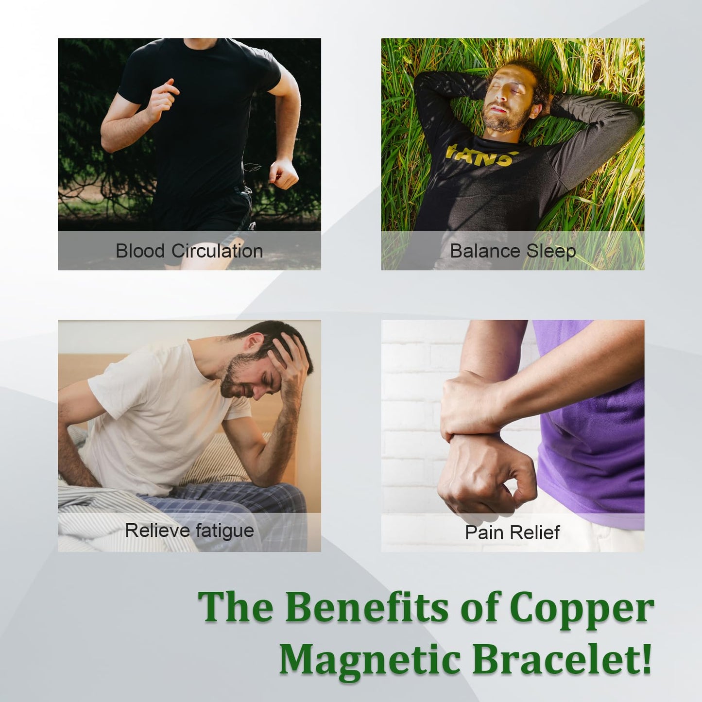 Fashtour 4 Copper Rings for Men, 99.9% Pure Copper Magnetic Rings, Vintage Pattern Adjustable Cuff Ring