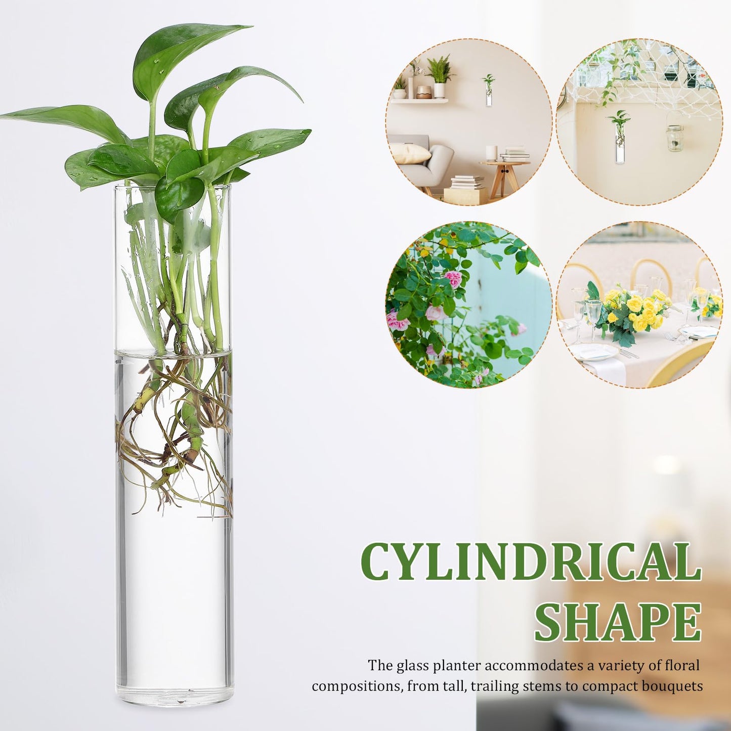 Angoily Wall Mounted Flower Vase Glass Tube Propagation Station 2pcs Hanging Terrarium Indoor Planter for Hydroponic Plants Modern Home Décor