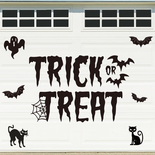 Whaline 20Pcs Halloween Garage Decoration Magnet Stickers Trick or Treat Garage Door Decals Black Bat Cat Magnet Refrigerator Stickers for Halloween Party Home Car Garage Door Decorations
