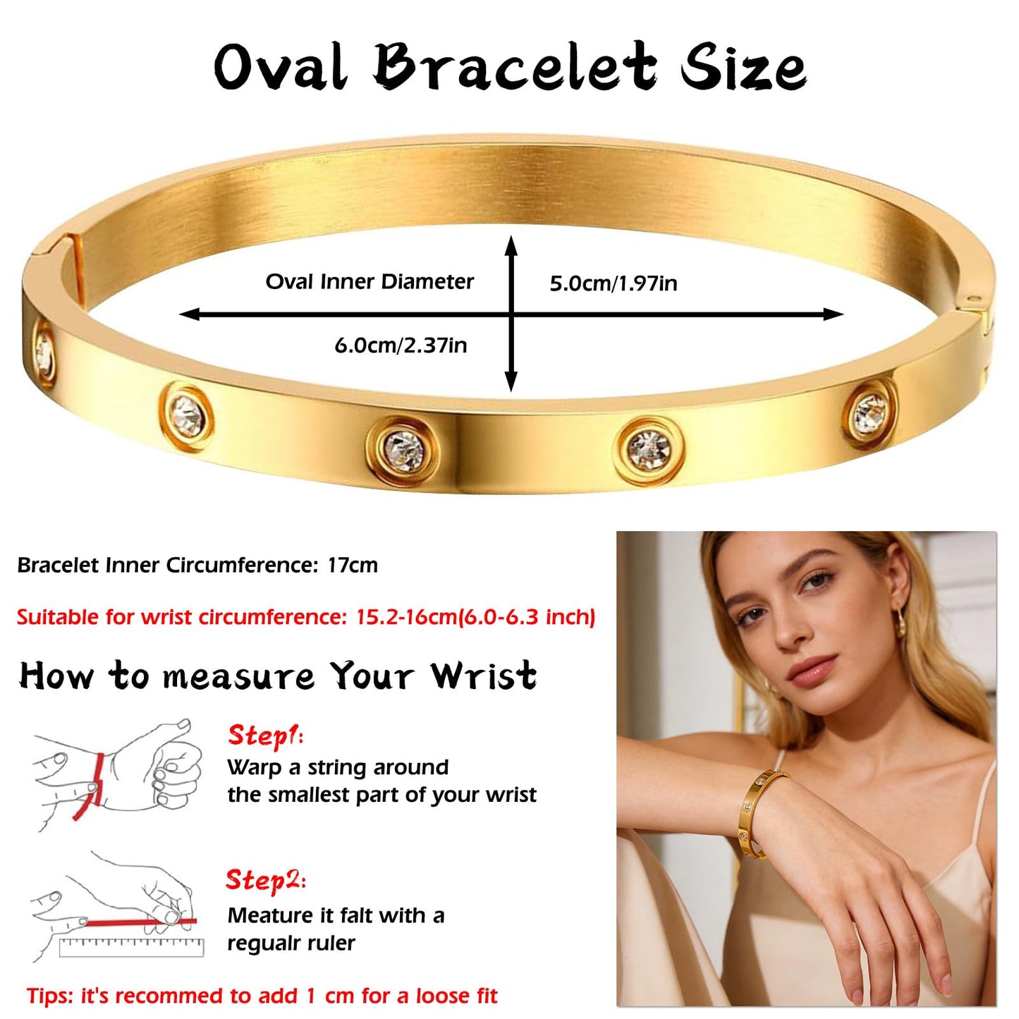 Fashion Nail Love Bangle Bracelet Heart Charm Hand Chain, 18K Gold Plated Stackable Jewelry Sets for Women Tarnish Free Trendy Dainty Bracelet Gift for Valentines Birthday Mother's Day Christmas