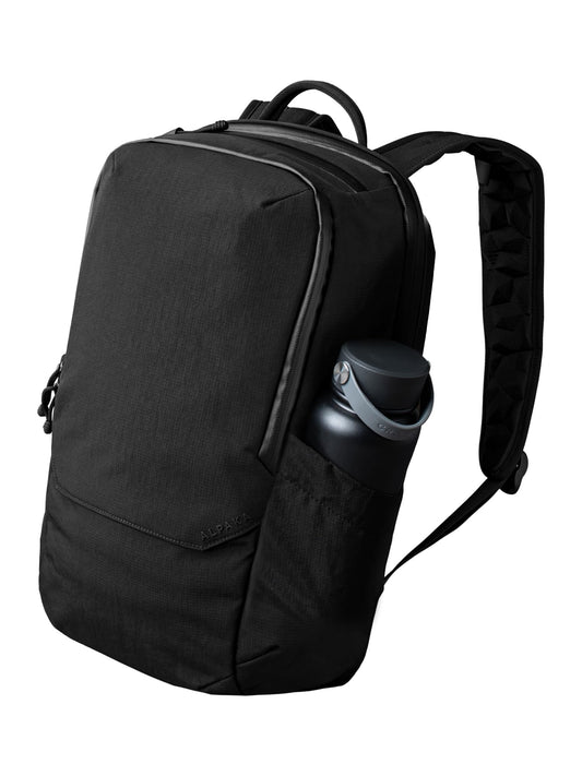ALPAKA Elements Backpack Pro 24L - Black Laptop Backpack Fits 16'' Laptop with Dual Bottle Pockets, Travel Backpack for Men, Weather-Resistant 400D Axoflux Fabric for Business or College