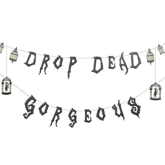 Cheerland Gothic Party Decorations Drop Dead Gorgeous Garland Skeleton Raven for Girls Birthday Party Decoration Wedding Bridal Shower Halloween Hanging Teen Goth Sweet 16 Bachelorette Decor