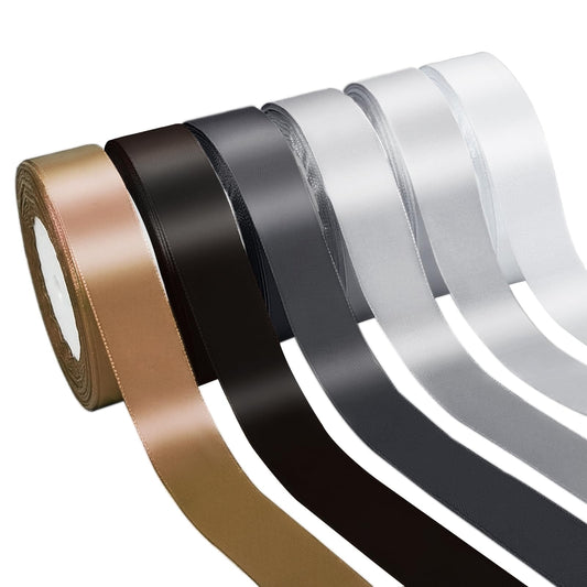 PURREITTI 150 Yards Black Satin Ribbon 1-1/2 Inch 6 Rolls Assortment Ribbons for Crafts Gift Wrapping Flower Bouquet Wedding Invitations Birthday Party Festival Decoration Hair Bows