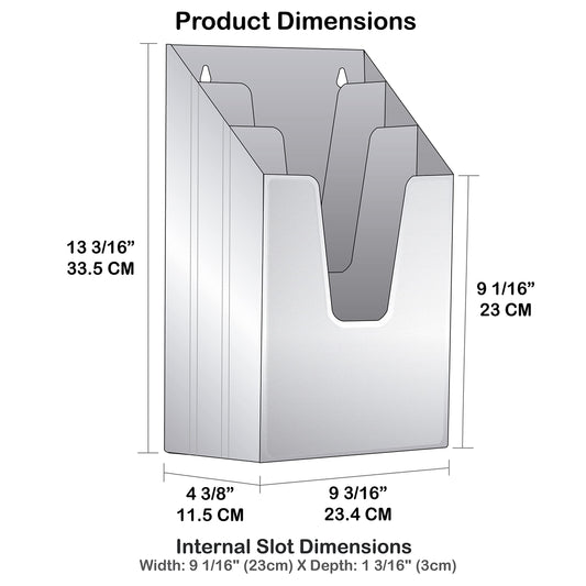 Acrimet Vertical Triple File Folder Holder Organizer, File Sorter (Plastic) (Clear Blue Color)