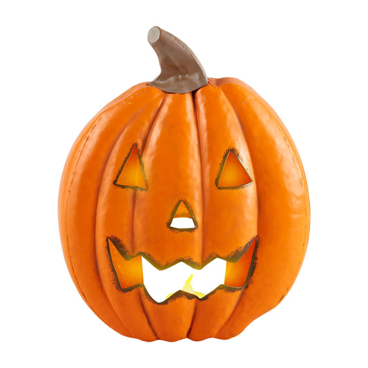 Mud Pie Halloween Tin Lanterns, Pumpkin, 10" x 7.5"