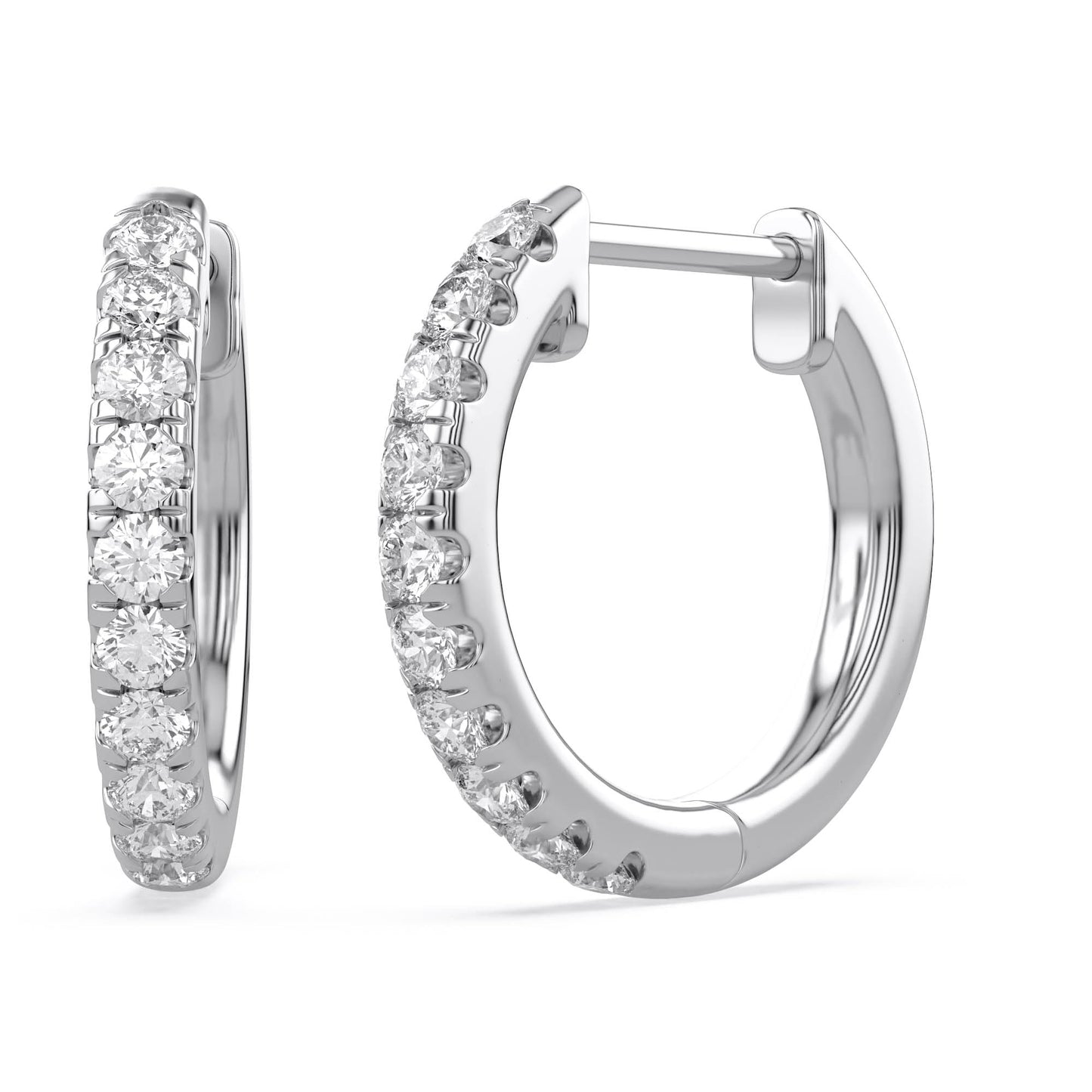 Huggie Hoop Earrings For Women, 1/4 Carat Round Shape Lab Grown Diamond Wedding Bridal Hoop Earrings In 10K Solid White Gold Jewelry for Her (0.25 Cttw)