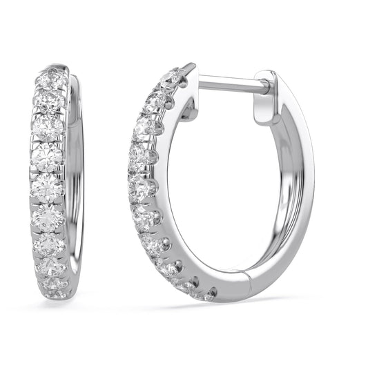 Huggie Hoop Earrings For Women, 1/4 Carat Round Shape Lab Grown Diamond Wedding Bridal Hoop Earrings In 10K Solid White Gold Jewelry for Her (0.25 Cttw)