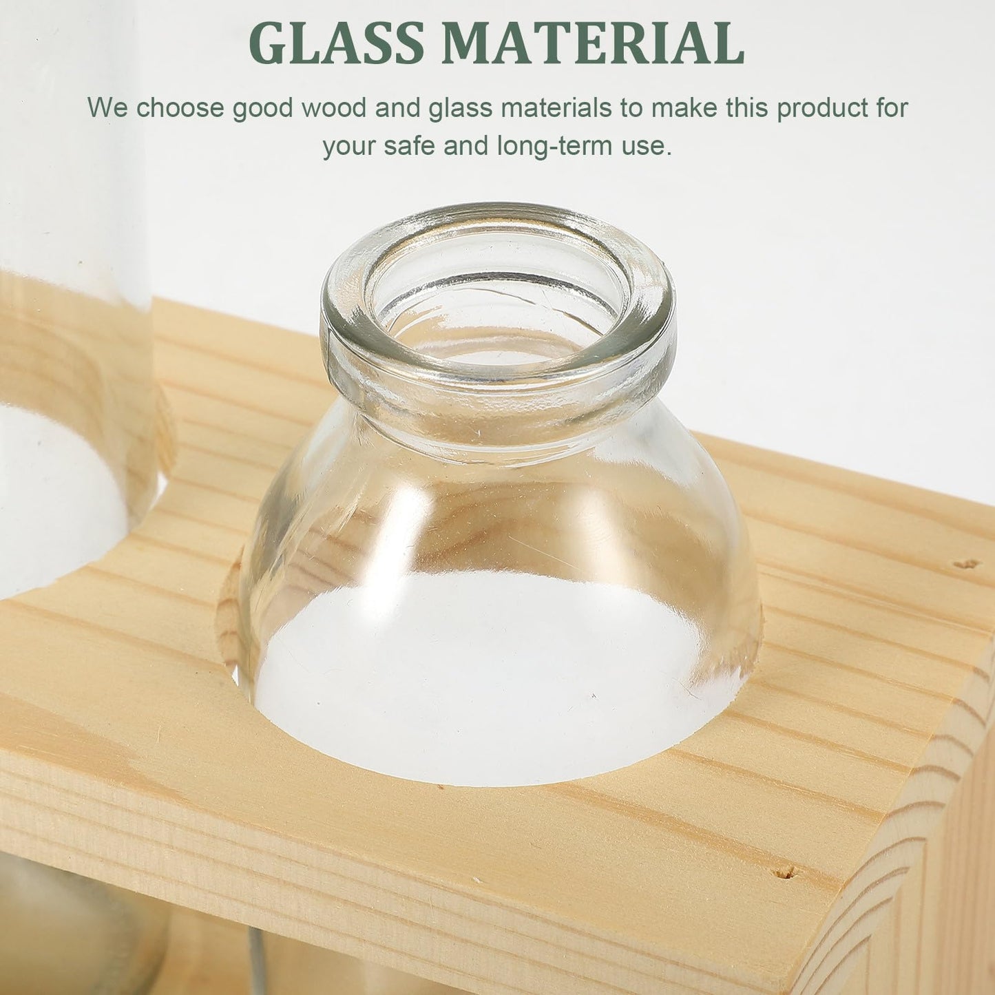 SUPVOX Nordic Style Glass Hydroponic Planter Vase with Wooden Stand, 2pcs Desktop Water Propagation Station for Home Plant Terrarium Decoration