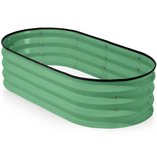 Plant & Plot Galvanized Raised Garden Beds Outdoor // 4×2×1 ft Planter Raised Beds for Gardening, Vegetables, Flowers (Light Green) // Large Metal Garden Box