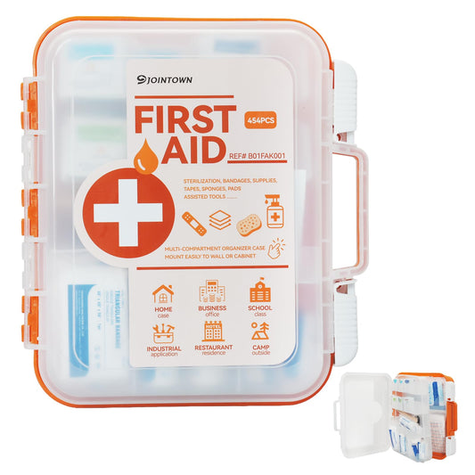 Jointown First Aid Kit, 454 Pieces All-Purpose, Home & Office Professional Medical Supplies, Ideal for Emergency, School, Business, Survival, Camping, Hunting and Sports
