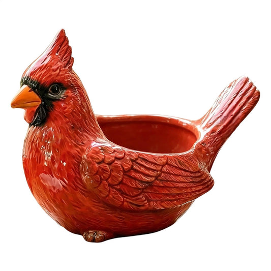 Animal Planter - Bird Flower Pot, Resin Container with Wide Opening Design, Hand Painted Plant Pot with Decorative Detail Finish, Garden Decor Accessory Compact Display Style for Balcony Patio
