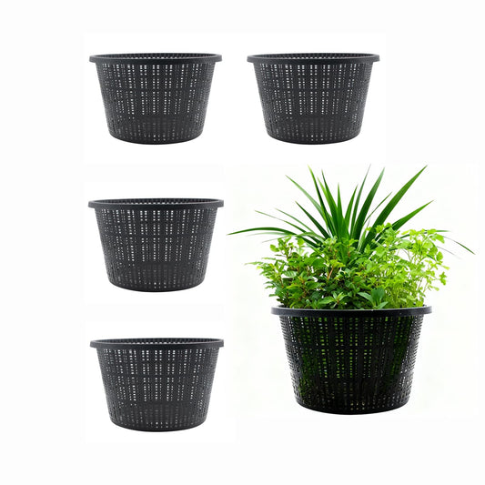 Ntwoiee 5pcs 8.4-inch hydroponic Baskets, Black Plastic Garden mesh pots, Slotted Pond Baskets Aquarium Plant pots Lily Nursery Planting Supplies