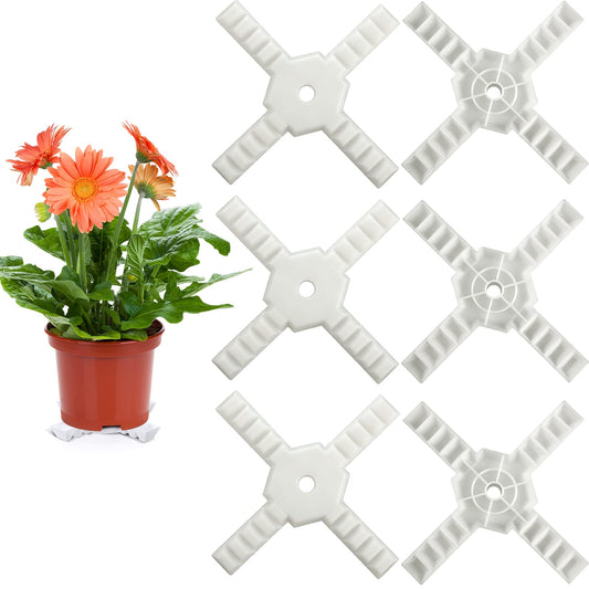 Panelee 6 Pcs Plant Pot Stand Riser Adjustable Cuttable Plastic Under Plant Stand Prevent Water Damage for Outdoor Indoor Pot Holder Garden Patio(11.8 Inch,White)