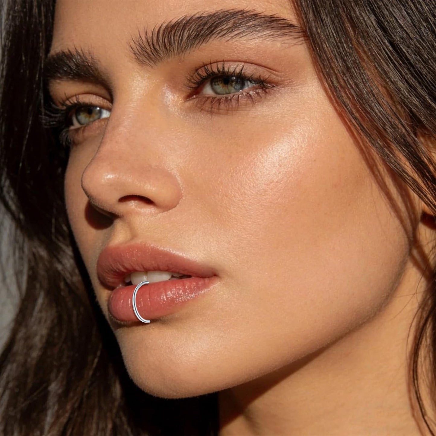 JFORYOU FORYOU Fake Nose Ring Fake Septum Fake Nose Piercing Rings for Women Faux Nose Piercing Clip on No Pierced Non Piercing Faux Body Piercing Jewelry for Women Men