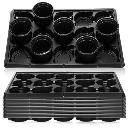 Baderke 16 Pack 15 Cell 4 Inch Round Nursery Pots Trays Thickened Durable Seedling Pots Carrying Trays for Holding Nursery Pot
