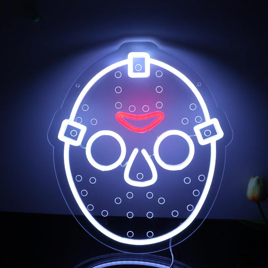 SEMTNEBI Horror Figure Neon Signs Neon Lights for Wall Decor, Dimmable LED Friday The 13th Neon with USB Power for Kids & Adults Room Decoration, Birthday Party Bar Home Halloween Gift14*12.2inch