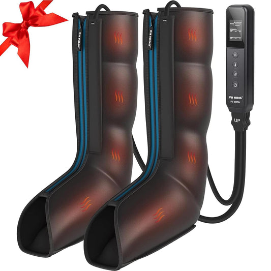 FIT KING Leg Massager with Heat and Compression Therapy, Leg Compression Massage for Circulation, Swollen Leg, RLS Pain & Fatigue Relief, Foot Calf Massager Boots, Recovery Pressure Boots