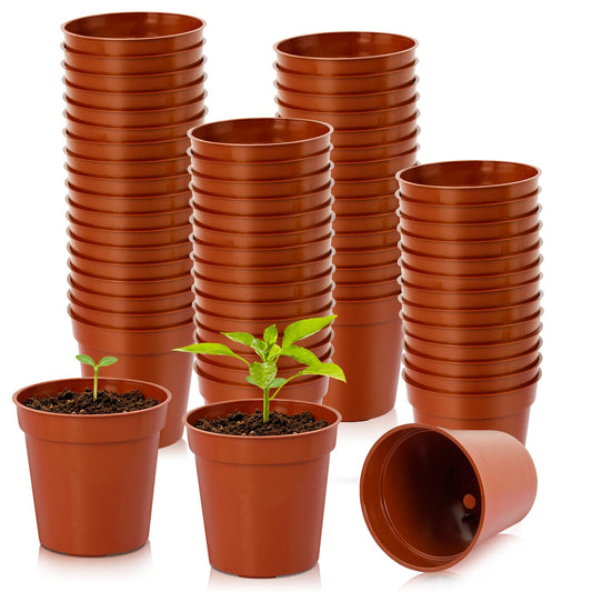 RXLWYUNLAE 120 Pcs 2 Inch Red Mini Nursery Pots for Plants, Plastic Seedling Red Plant Pots with Drainage Holes, Seed Starting Trays for Various Seeds Indoor & Outdoor Flower Planters