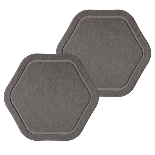 Xiaan Jiaju Plant Trays for Pots, 2 Pack 8" Hexagon Water Absorbent Stone Tray, Diatomaceous Earth Flower Pot Saucers, Drip Trays for Indoors, Keeps Counter and Floors Dry & Clean, Dark Gray
