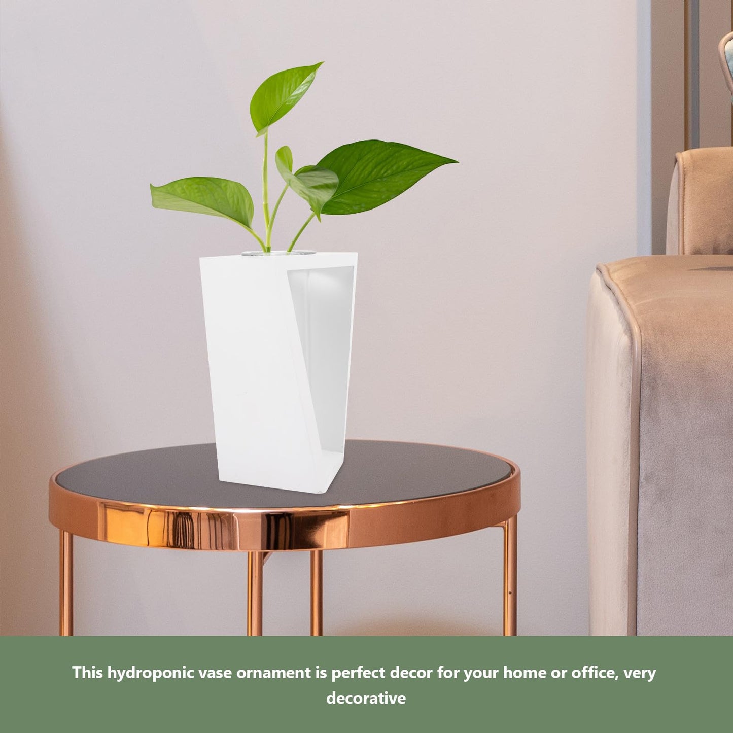 Beaupretty Wooden Frame Glass Vase Test Tubes Hydroponic Plant Propagation Station White Scandinavian Style Home Décor Desktop Terrarium for Indoor Gardening