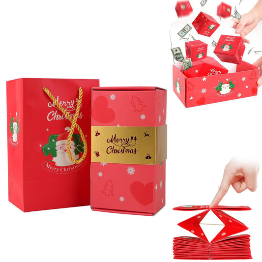 Gocikiko Surprise Gift Box Explosion for Money,Pop-Up Explosion Gift Box Surprise (10 Box Red) - Folding Bouncing Present Box for Christmas, Birthday, New Year & Anniversary Parties
