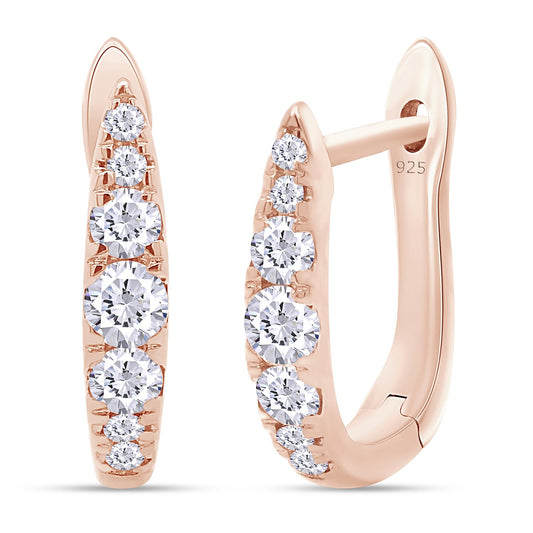 Huggie Hoop Earrings for Women Round Lab Created Moissanite Earrings for Her in 14K Rose Gold Over Sterling Silver Jewelry