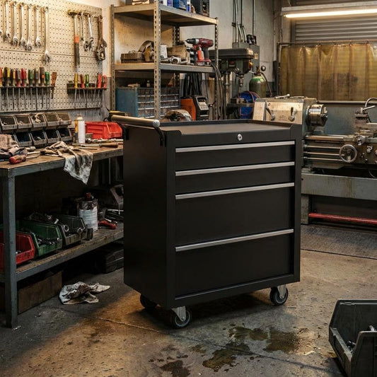 Professional 24 Inch 5-Drawer Tool Chest on Wheels, Constructed with Durable Cold-Rolled Steel, Features 4 Swivel Locking Casters & Full-Extension Drawer Slides, Mobile Tool Storage for Mechanics and