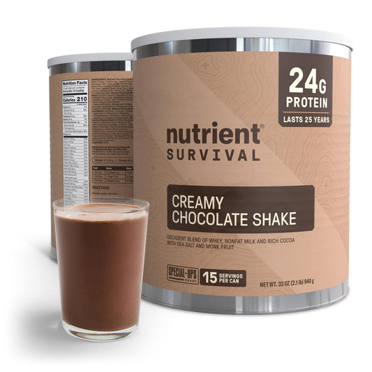 Nutrient Survival Whey Protein Powder Shake Chocolate Shake Gluten-Free, High-Protein Breakfast or Meal Replacement Shake, Perfect Dark Chocolate Smoothie Beverage (15 Servings)