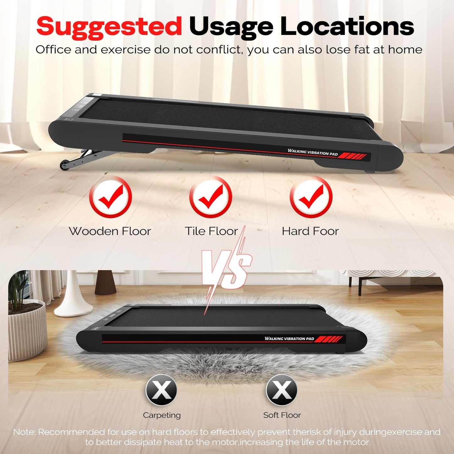 Sperax Walking Vibration Pad with Manual Incline,Under Desk Treadmill for Home,4 in 1 Vibration Plate Exercise Machine with APP,350LB Capacity