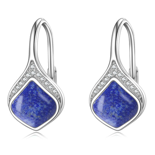 Lapis Lazuli Drop Earrings Sterling Silver Lapis Teardrop Leverback Earrings Blue Stone Dangle Earrings Jewelry Christmas Gifts For Women