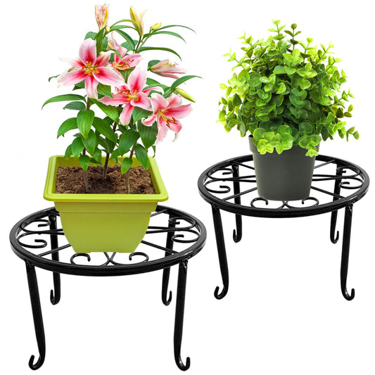 YUYIUS 2 Pack Plant Stands, Heavy Duty Metal Flower Pot Stands for Multiple Plant, Decoration Racks for Home, Patio, Garden