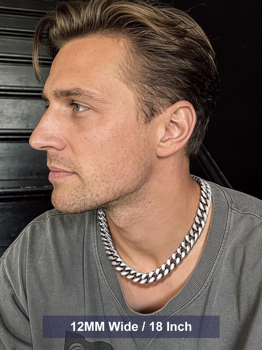 Bandmax Mens Chain Necklace Stainless Steel 12MM Chunky Heavy Big Miami Link Chains 20 Inch Cadena de Acero Inoxidable para Hombre Gift for Him