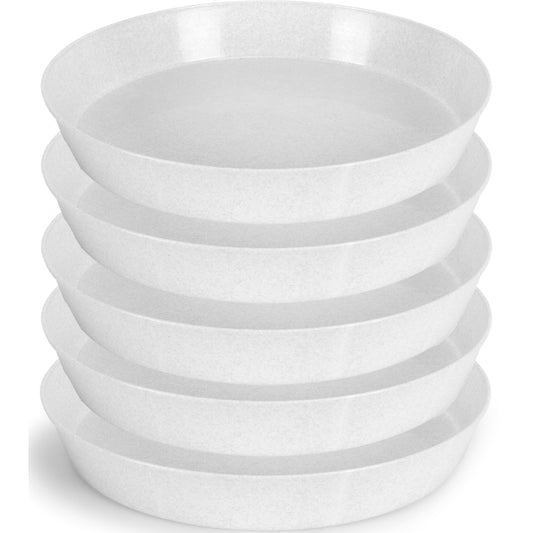 Austin Planter 5 14 Inch (12.14in Base) Plant Saucers - White Granite Colored Polypropylene Made in USA