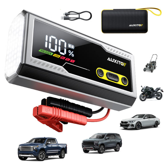 AUXITO Jump Starter 8000A Portable Car Battery Jump Starter with Large LCD Display Jump Cable with Smart Clamps Power Bank Emergency Flashlight for Cars Heavy Duty Jumper Box for Car Battery