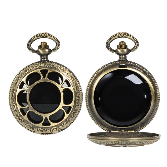 NewRiu Black Obsidian Scrying Mirror for Divination - Vintage Pocket Watch Style Ritual Mirror for Meditation & Witchcraft Supplies - Elegant Spiritual Gift with Box(Oval)